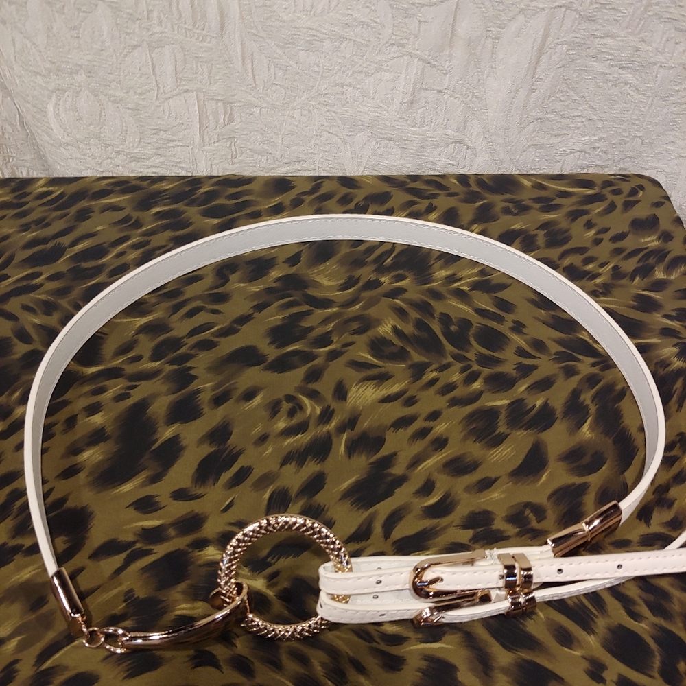Belt cream adjustable gold hardware